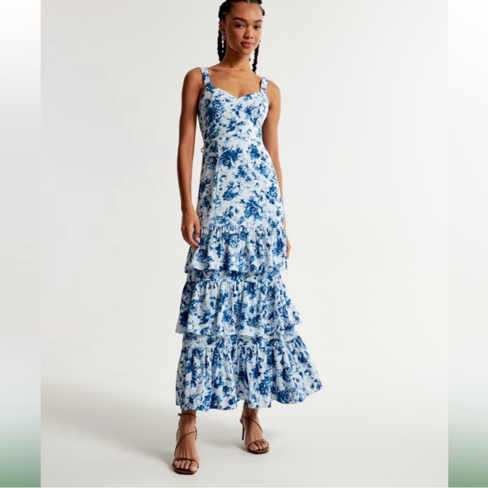 Abercrombie & Fitch Blue and White Floral Maxi Dress